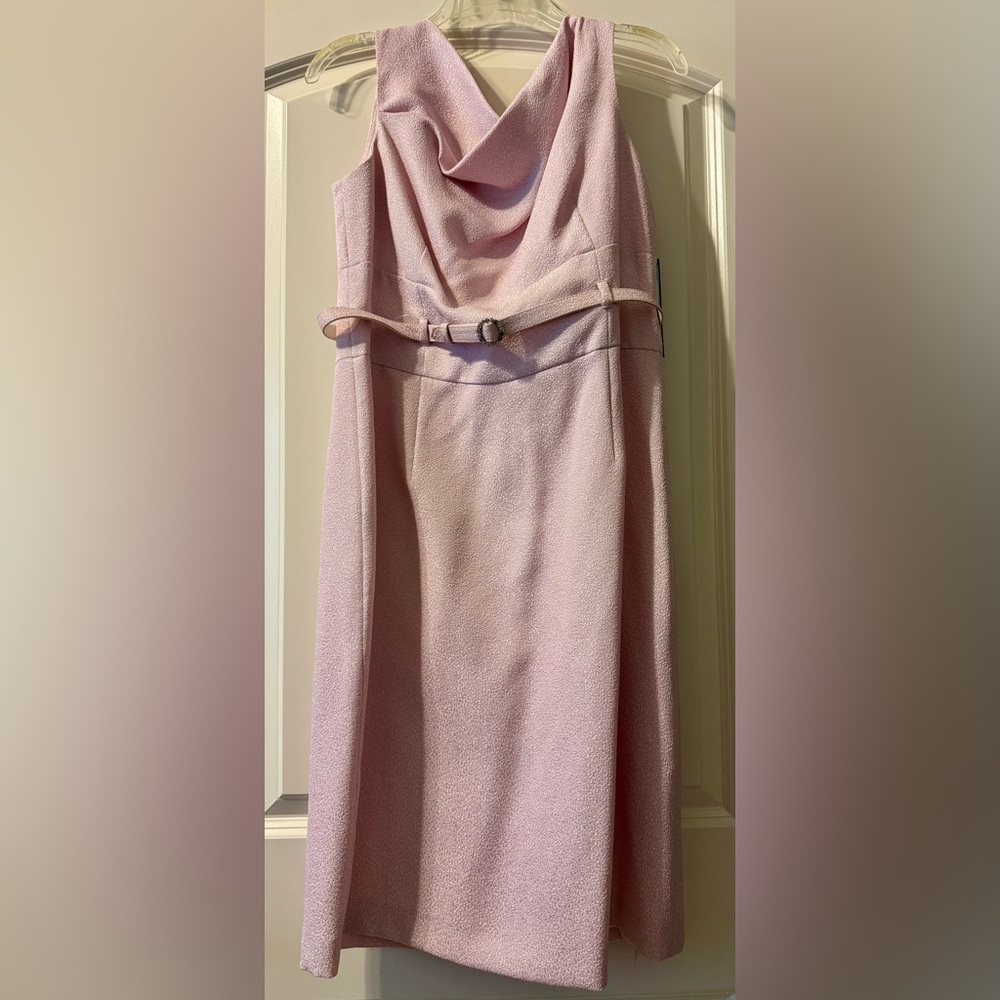 Elegant Pink Shimmer Dress with Belt